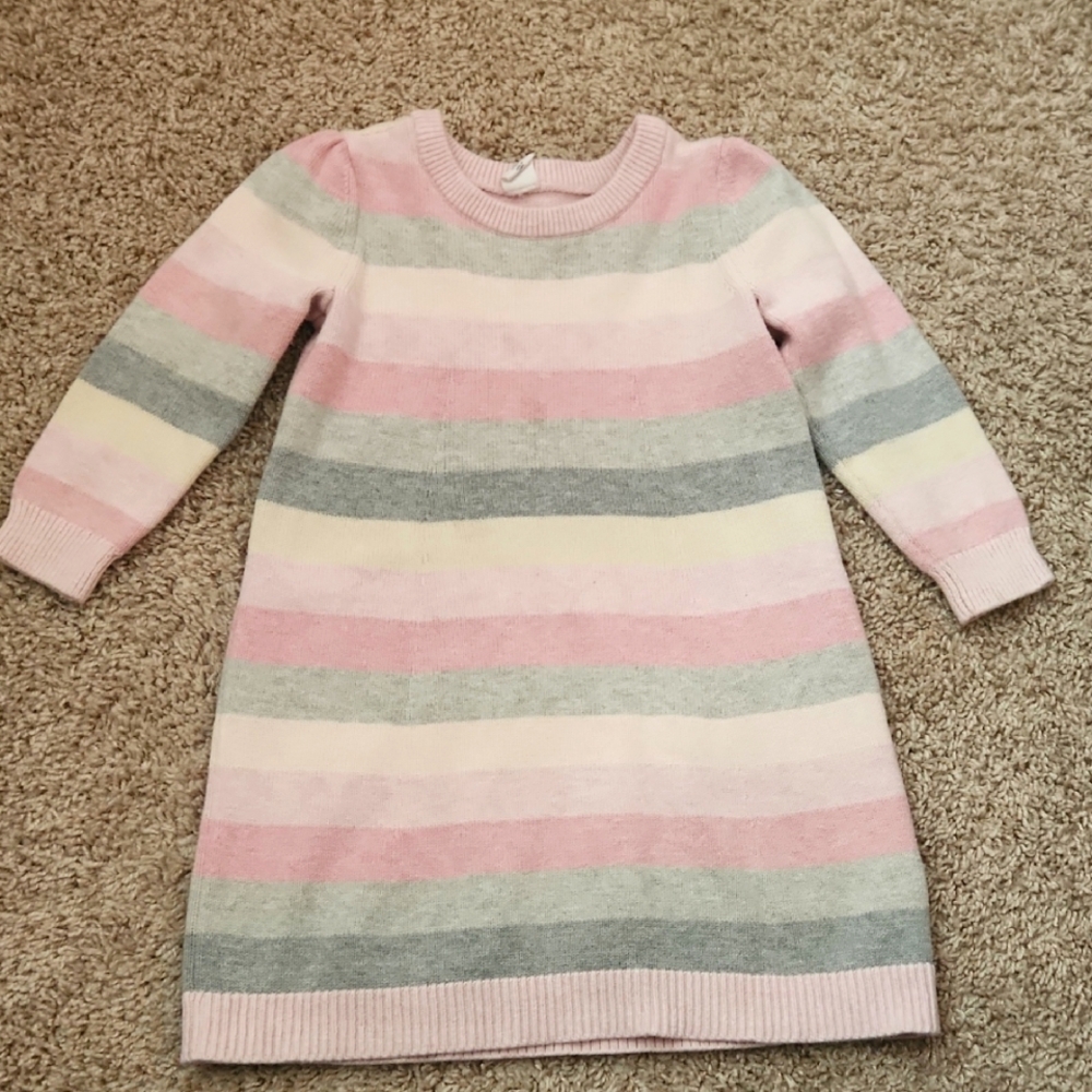 BabyGap Striped Pink and Gray Sweater Dress